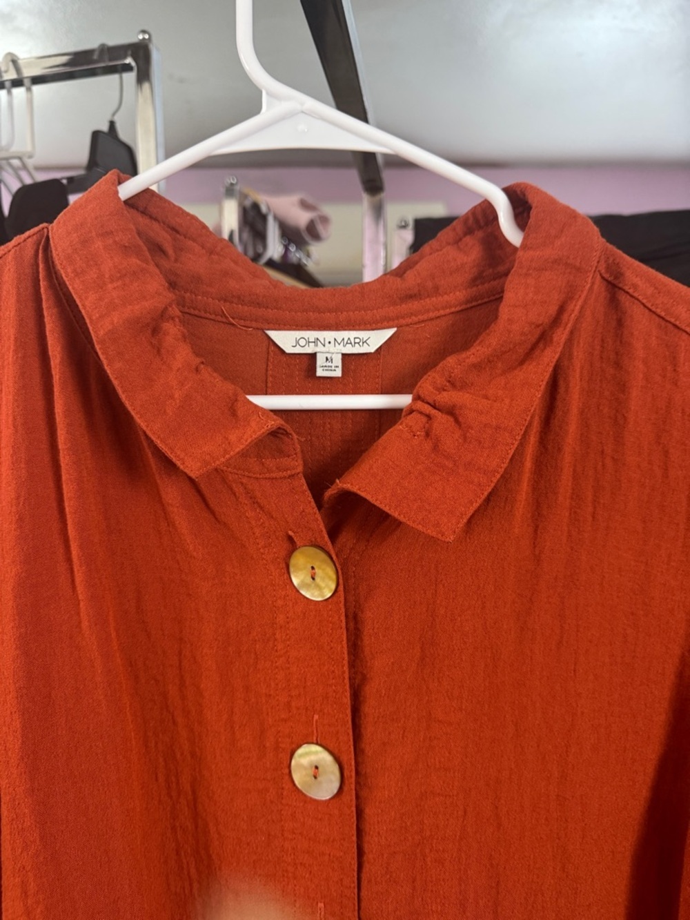 John Mark Women's Dark Orange Button-Up Top Tunic Size Medium - Picture 3 of 7